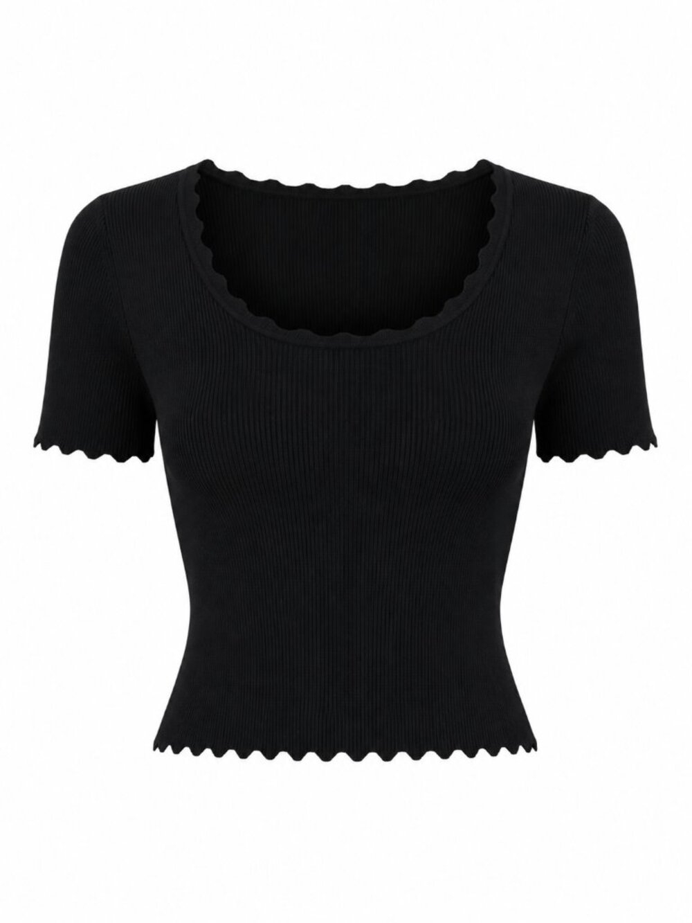 MINKPINK Laura Scallop Knit Tee Black - Picture 6 of 7